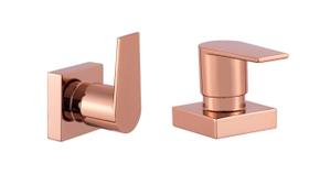 Kit 2 Acabamento Para Banheiro Alavanca Quadrado Rose Gold Brilhante Registro Chuveiro Padrão Deca Kit 2 Acabamento Para Banheiro Alavanca Quadrado Rose Gold Brilhante Registro Chuveiro Padrão Deca