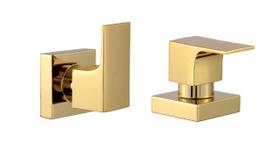 Kit 2 Acabamento Para Chuveiro Quadrado Alavanca Dourado Brilhante Banheiro Padrão Deca