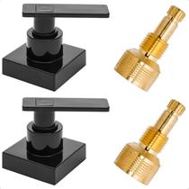 Kit 2 Acabamento para Registro 1/2 3/4 e 1 Alavanca Preto Pressão Gaveta Chuveiro Padrão Docol