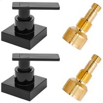 Kit 2 Acabamento para Registro 1/2 3/4 e 1 Polegada Alavanca C73 Preto Black Pressão Gaveta Padrão Fabrimar