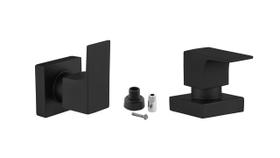 Kit 2 Acabamento Para Registro Chuveiro Quadrado Alavanca Preto Banheiro Padrão Docol