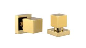 Kit 2 Acabamento Para Registro Quadrado Dourado Brilhante Banheiro Chuveiro Padrão Deca