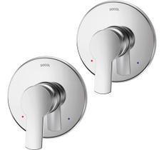 Kit 2 Acabamentos Docol Base Monocomando Chuveiro Chess Gali Cromado Polido