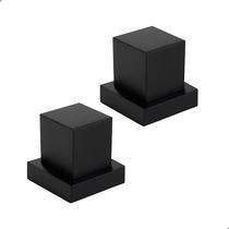 Kit 2 Acabamentos para Registro Padrão Deca 16 Estrias Quadrado em Metal Preto Softinox