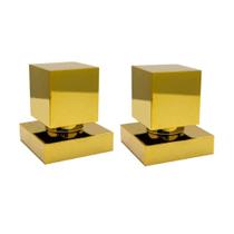 Kit 2 Acabamentos Registro Quadrado Dourado Brilhante Padrão Deca Metal Luxo Kit 2 Acabamentos Registro Quadrado Dourado Brilhante Padrão Deca Metal Luxo