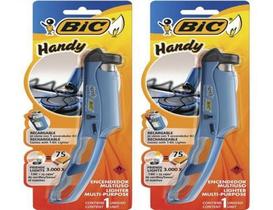 Kit 2 Acendedor De Fogão Vela Lareira Isqueiro Bic Handy