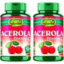 Kit 2 Acerola Vitamina C Unilife 120 cápsulas - Vegano