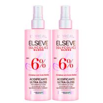 Kit 2 Acidificante Ultra Gloss Elseve Gycolic Gloss 6% com 200ml