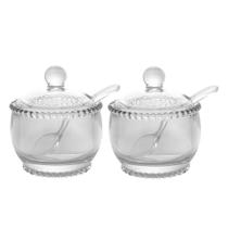 Kit 2 Açucareiro de Cristal Pearl Transparente com Colher Bolinha 11cm Wolff Kit 2 Açucareiro de Cristal Pearl Transparente com Colher Bolinha 11cm Wolff