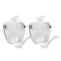 Kit 2 Açucareiro de Vidro com Colher Butterfly Borboleta 180ml Wolff