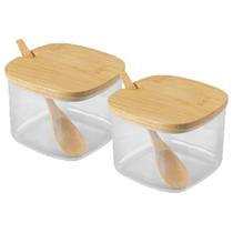 Kit 2 Açucareiro Sense Tampa De Bambu 200Ml Transparente Kit 2 Açucareiro Sense Tampa De Bambu 200Ml Transparente