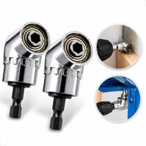 Kit 2 Adaptador Angular 90 1,4 para Parafusadeira e Furadeira Extensão Bits Sextavados 6,35mm Ideal para Cantos Locais