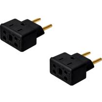 Kit 2 Adaptador Bob Quad Preto 10/20A Porcelana Sintética Kit 2 Adaptador Bob Quad Preto 10/20A Porcelana Sintética