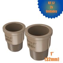 Kit 2 Adaptador Curto Soldável Roscável PVC Marrom Água Fria De 1" 32 mm Polegadas Fortlev