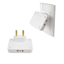 Kit 2 Adaptador de Tomada Benjamin T Articulado Pino Plug 3 Entradas para Lugares Pequenos Bivolt 10A