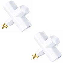 Kit 2 Adaptador de Tomada Tipo T Benjamim 2P+T 10A MarGirius