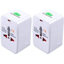 Kit 2 Adaptador Tomada Plug Universal Eua Europa Uk Usa Asia 150 Países Viagem Bivolt