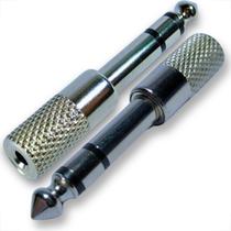 Kit 2 adaptadores metal jack p2 x p10 plug conector estereo profissional sistema pa som profissional Kit 2 adaptadores metal jack p2 x p10 plug conector estereo profissional sistema pa som profissional