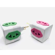 Kit 2 adaptadores pino cubo colorido benjamin 4 saídas 10a - Pino cubo 4 entradas coloridos - Universal