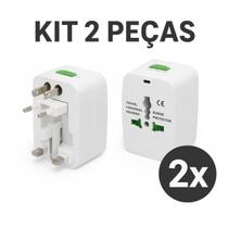 Kit 2 Adaptadores Tomada Universal Compatível com 110V e 220V