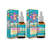 Kit 2 Ade-Trix Infantil Vitaminas A D E 2x30ml Morango Flora Nativa