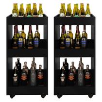 Kit 2 Adegas Bar Multiuso Seul com Rodízios Preto - Mpozenato Kit 2 Adegas Bar Multiuso Seul com Rodízios Preto - Mpozenato