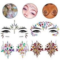 Kit 2 Adesivo de Seio 2 Adesivo de Rosto Carnaval Festas Fantasia Halloween Maquiagem Artistica Makeup