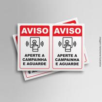 Kit 2 Adesivos Aperte a campainha e aguarde 14cmx20cm