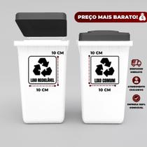 Kit 2 Adesivos em Vinil Transparente Lixo Comum e Lixo Reciclável Sinalização Organização