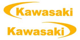 Kit 2 Adesivos Emblema 3D Compatível Kawasaki 15x4 Laranja
