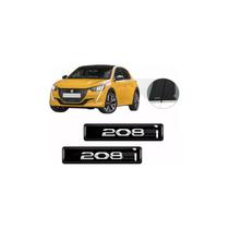 Kit 2 Adesivos Emblema Coluna Lateral Compatível Peugeot 208