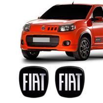 Kit 2 Adesivos Emblema Fiat Novo Uno Preto Black 2011/2021 Kit 2 Adesivos Emblema Fiat Novo Uno Preto Black 2011/2021