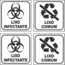 Kit 2 Adesivos Lixo Infectante + 2 Comum 12x12 Fundo Branco