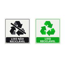 Kit 2 adesivos - Lixo Reciclável e Lixo Não Reciclável 15x15 - RL Placas de Sinalização