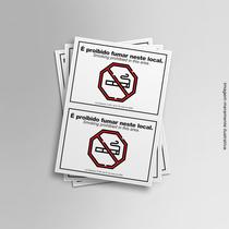 Kit 2 Adesivos Proibido Fumar Horizontal 14cmx20cm