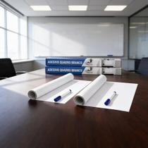 Kit 2 Adesivos Quadro Branco Lousa 2m x 45cm Reutilizável Apagável Fácil Aplicação Para Escritório Escola Casa Com Caneta