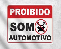 Kit 2 Adesivos Sinalização Proibido Som Automotivo 14cmx20cm