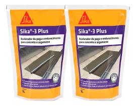 Kit 2 Aditivo Sika 3 Plus 1l Acelerador De Pega Para Concreto Kit 2 Aditivo Sika 3 Plus 1l Acelerador De Pega Para Concreto