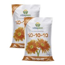 Kit 2 Adubo Fertilizante Mineral NPK 10.10.10 LIberação Lenta 1kg Saco Para Horta Jardinagem e Produção - Nutriplan