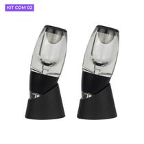 Kit 2 Aeradores de Vinho com Filtro Aço Inox Decanter Portátil com Base de Suporte Aroma e Sabor