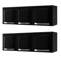 Kit 2 Aéreos Itatiaia Armários 3 Portas em Aço Branco ou Preto, 105cm Cada