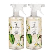 Kit 2 Água Perfumada Aromatizada Patchouli Vanilla Perfume para Roupas Lencóis Cheiro 500ml Lenvie
