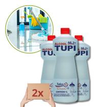 Kit 2 Álcool Líquido 46,2 TUPI 1L Talco Limpeza Eficiente Secagem Rápida Perfume Duradouro