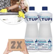 Kit 2 Álcool líquido Tupi Zerobac Neutro 1 Litro Elimina 99,9% dos Germes e Bactérias Limpeza em Geral