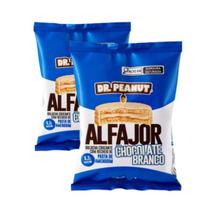 Kit 2 Alfajor com Recheio Pasta de Amendoim Dr Peanut Whey Protein Zero Açucar 35g Sabores Ssbores:Chocolate Branco