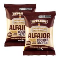 Kit 2 Alfajor com Recheio Pasta de Amendoim Dr Peanut Whey Protein Zero Açucar 35g Sabores Ssbores:Cookies