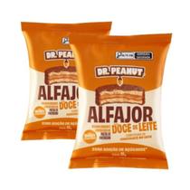 Kit 2 Alfajor com Recheio Pasta de Amendoim Dr Peanut Whey Protein Zero Açucar 35g Sabores Ssbores:Doce de leite com Cho