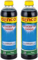 Kit 2 Algicida De Choque 1 Litro Genco Limpeza Agua Verde