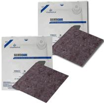 Kit 2 Alginato Calcio Prata Silvercare 10x10cm Feridas Pele