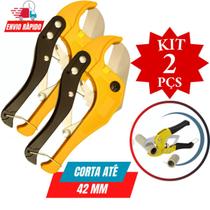 Kit 2 Alicate 42mm Cortador de Tubos Tipo Tesoura para Cano PVC com Trava de Segurança